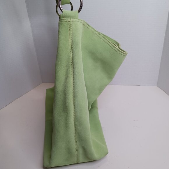 Vintage Express MCM Large Tote Light Green Suede Shoulder Bag - Picture 5 of 14